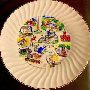West Virginia Ceramic Plate Vintage 60s Tourist Souvenir Kitschy Gift Home Decor